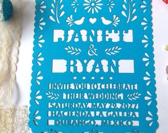 Papel Picado Wedding Invitation: Mexico Fiesta Theme, Mexican Theme Colorful