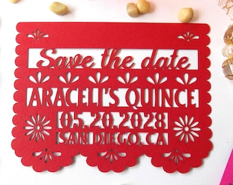 Papel Picado Quinceañera Save the Date Magnet