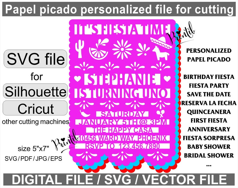 Download Paper Invitations Announcements Mexican Svg Baby Shower Invite Svg Mexico Invitation Svg Papel Picado Svg Birthday Fiesta Svg Papel Picado Invitation Svg Save The Date