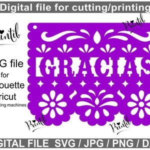 Gracias SVG Mexico SVG  files Fiesta SVG Papel picado banner Gracias decor svg Papel picado Happy Birthday svg Coco svg Decor mexico svg
