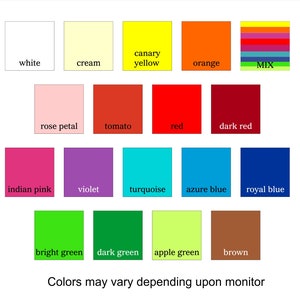 Puede incluir: Una carta de colores con 15 cuadrados de diferentes colores, cada uno etiquetado con un nombre de color. Los colores incluyen blanco, crema, amarillo canario, naranja, rosa p&eacute;talo, tomate, rojo, rojo oscuro, rosa indio, violeta, turquesa, azul celeste, azul real, verde brillante, verde oscuro, verde manzana y marr&oacute;n. La carta tambi&eacute;n incluye un cuadrado etiquetado "MIX" con un arco&iacute;ris de colores.