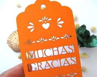 Muchas Gracias Fiesta Favor Tags: Boda Mexicana Papel Picado