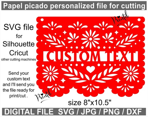 Papel Picado Svg File For Cutting Personalized File Banner Etsy