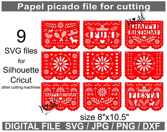 Mexico Svg 9 Files Fiesta Svg Papel Picado Banner Fiesta Decor Etsy