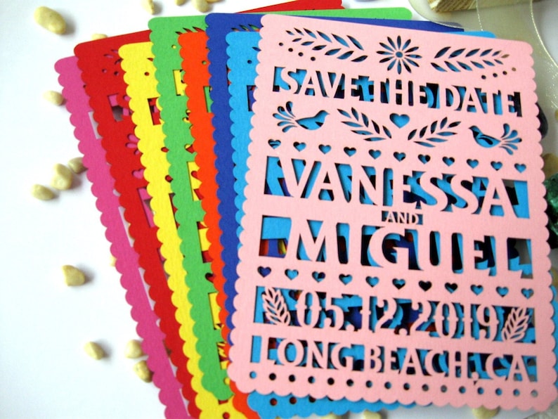 Destination Wedding Mexico Save The Date Papel Picado Love Etsy