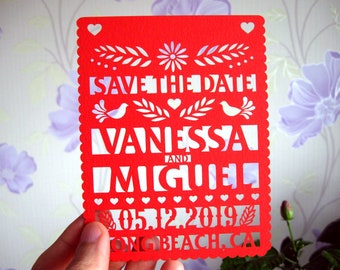 Save the date magnet papel picado style Mexican save the date magnet Fiesta magnet save the date Mexico save the date magnet destination