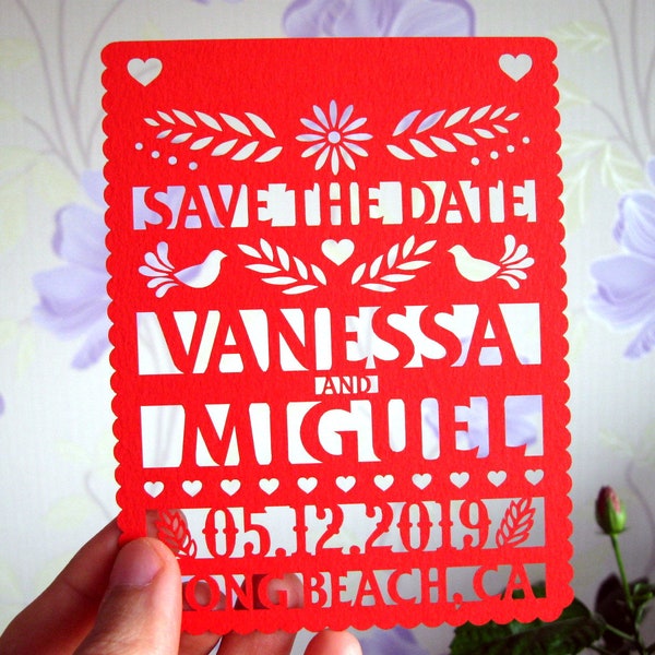 Save the date magnet papel picado style Mexican save the date magnet Fiesta magnet save the date Mexico save the date magnet destination