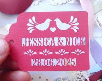 Etiquetas personalizadas de papel picado para recuerdos de boda: Regalos para fiestas mexicanas