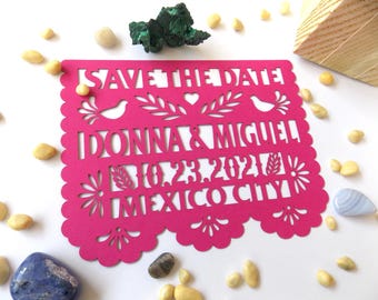 Papel Picado Save the Date SVG personalized file: Mexican Fiesta Invitation (Digital File)