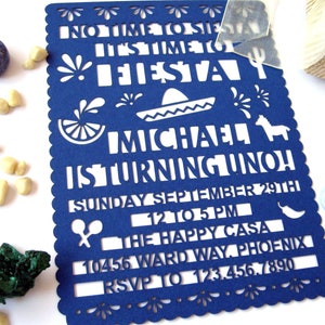 Invito Papel Picado Invito per il primo compleanno Invito per il primo compleanno di un bambino Invito per il primo compleanno di una festa Invito per il primo compleanno Compimento di un anno