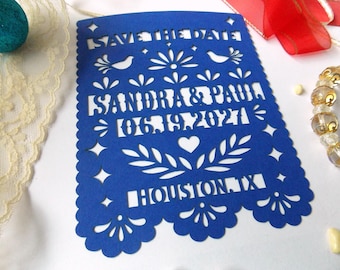 Papel Picado Save the Date Magnet: Mexico Wedding Fiesta