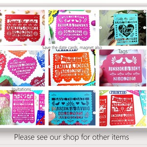 Etiquetas personalizadas de Papel Picado Maracas, favor de boda mexicana imagen 5