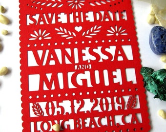 Mexican save the date in bright colors