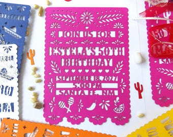 50th Birthday Fiesta Invitation, 50 and Fabulous Invitation, 50th Fiesta Mexican Themed Birthday, Papel picado invite