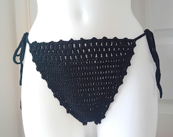 Black Crochet Bikini bottoms Gift for her Beach Wear