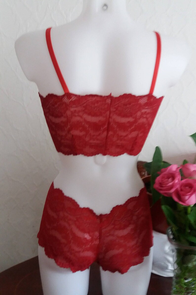 Red French knickers Lingerie Lace Panties Red knickers Lace knickers Lace lingerie Lace Panty Lace shorts Gift for her Valentine/'s gifts