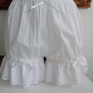 White Cotton Bloomers with Broderie Anglaise Trim