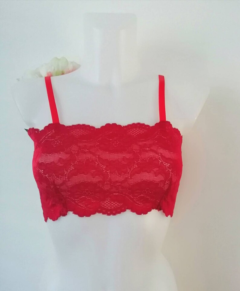 red lace bralette crop top
