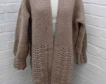 Crochet Cardigan Womens Cardigan Beige Cardigan Crochet Cardigan Beige Sweater  Winter Cardigan Womens Cardigan Long Cardigan Gift for her