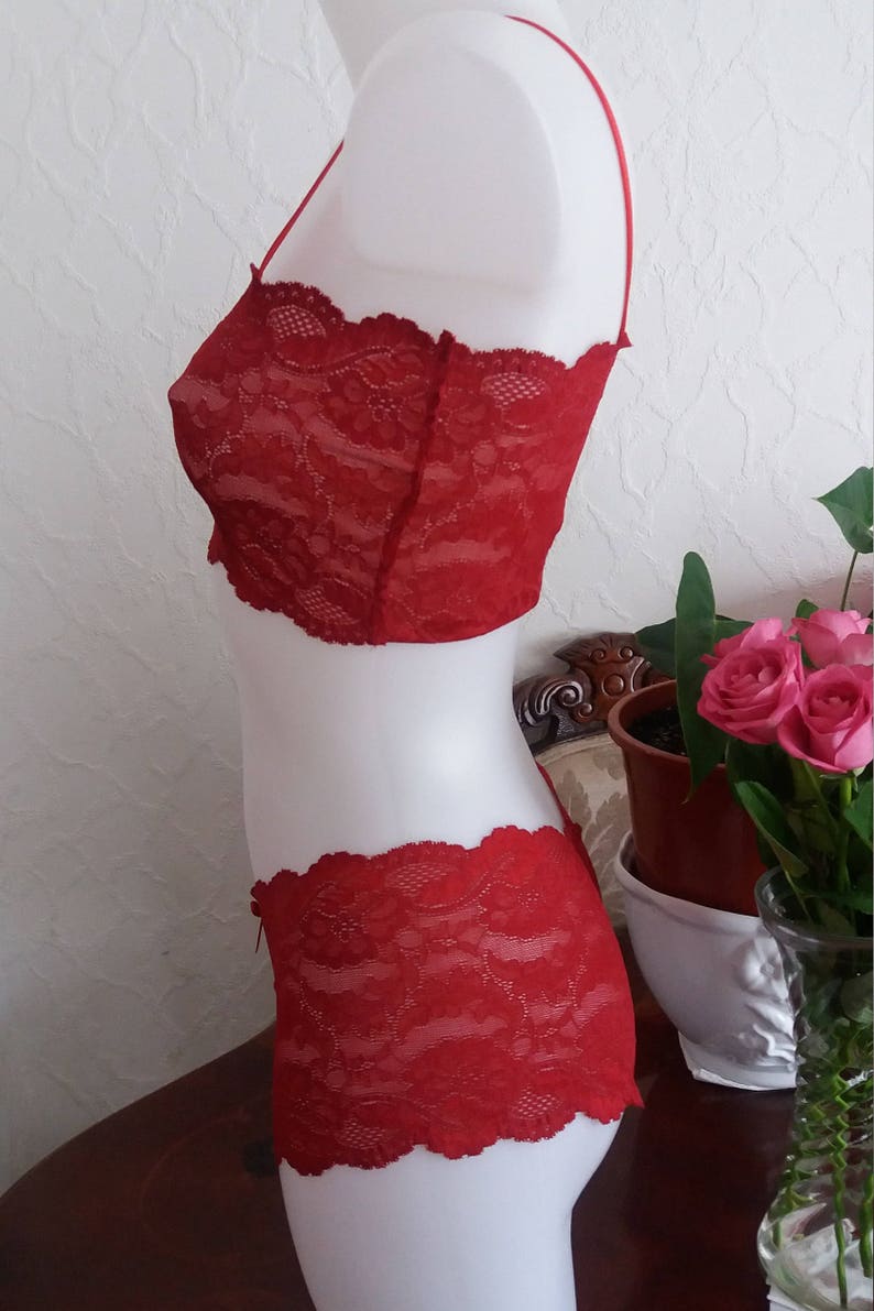 Red French knickers Lingerie Lace Panties Red knickers Lace knickers Lace lingerie Lace Panty Lace shorts Gift for her Valentine/'s gifts