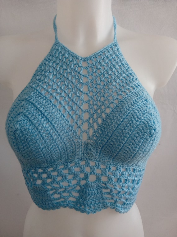 Crochet Crop Top Gift for Her Bralette Top Blue Crochet Top Crochet  Festival Top Crochet Womens Top Crochet Bralette Top Womens Crop Top -   Canada