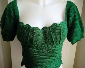 Green Crochet Top Crochet Top Gift for her Top for Women  Green Top  Summer Top Girl Top