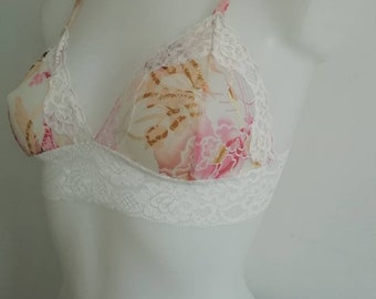 Cream Lace Bralette Floral Bralette Lace Bra Gifts for her Womens Lingerie Cream Bralette  Lace Bralette Womens Bra Ladies Bra lace Bralette