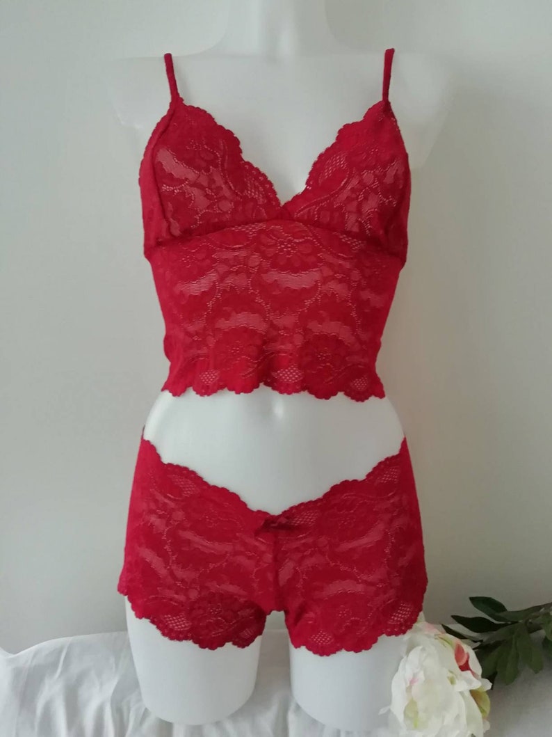 Red French knickers Lingerie Lace Panties Red knickers Lace knickers Lace lingerie Lace Panty Lace shorts Gift for her Valentine/'s gifts