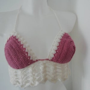 Hand Made Boutique Unique Organic Summer Crochet Knit-top Bra 44DDD 