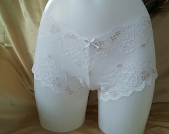 White Lace Lingerie Gift for her French Lace Lingerie Birthday Gift Sheer Lingerie Lace knickers  Lace Panty French Knickers  White knickers