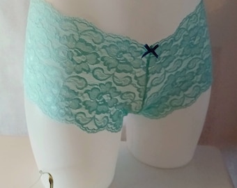 Lace Knickers Green Lace Panty Gift for her Lace Panty French knicker Lace lingerie  Sheer knicker Womens Gift Valentine Gift Lace Brief