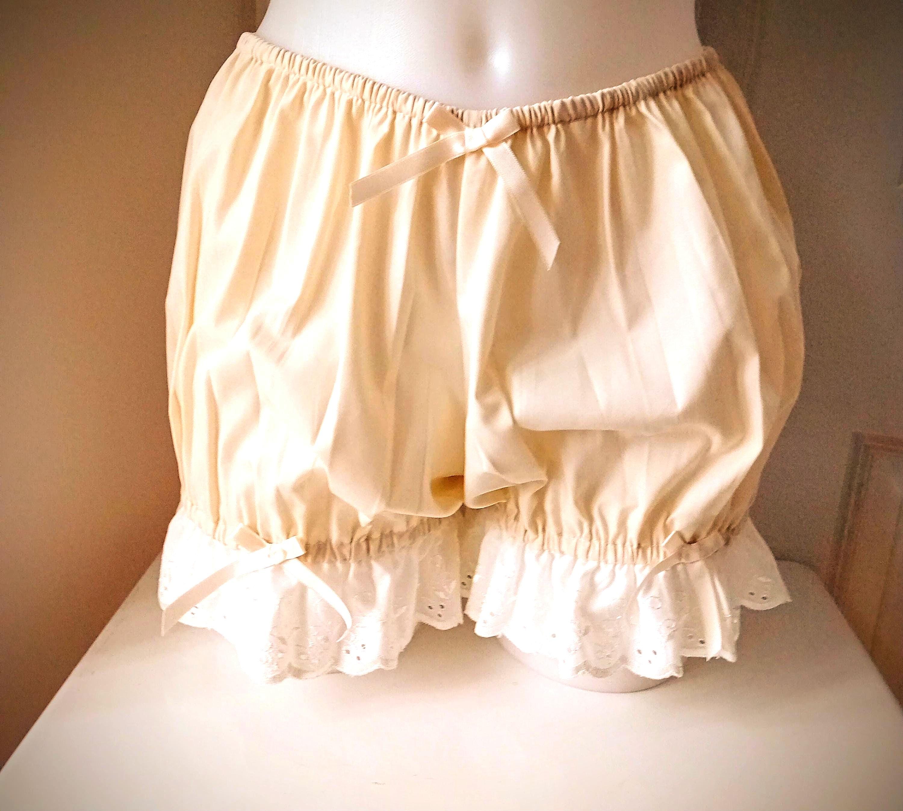 Cream Cotton Bloomers: Broderie Anglaise Lace, Vintage Underwear