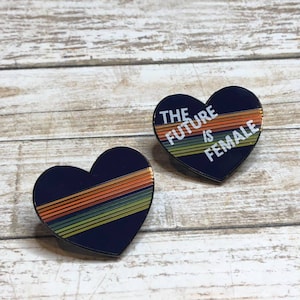 13th Doctor T-Shirt Stripes Heart, Doctor Who Pin, The Future is Female pin