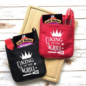 King Of The Grill|Bbq Grilling Oven Mitt|Bbq Oven Mitt|Bbq Pot Holder Gift|Grilling Pot Holder Gift|Grilling Mitt Gift|Funny Oven Mitt