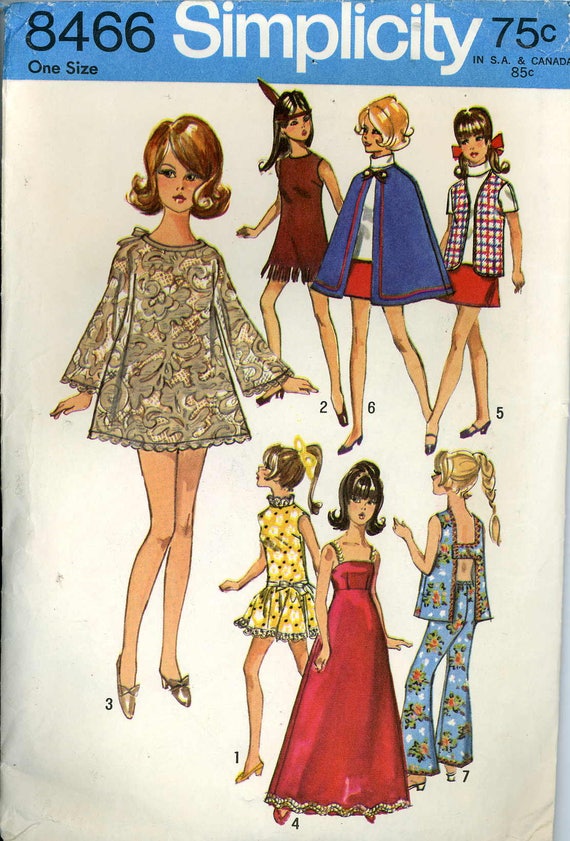 Vtg 1960s Doll Dress Clothes Pattern ~ 11.5/" Barbie Tressy Midge Annette