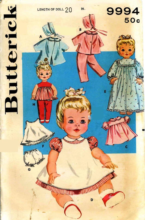 1657 Vintage Doll Clothes Pattern 13 inch Baby Dolls