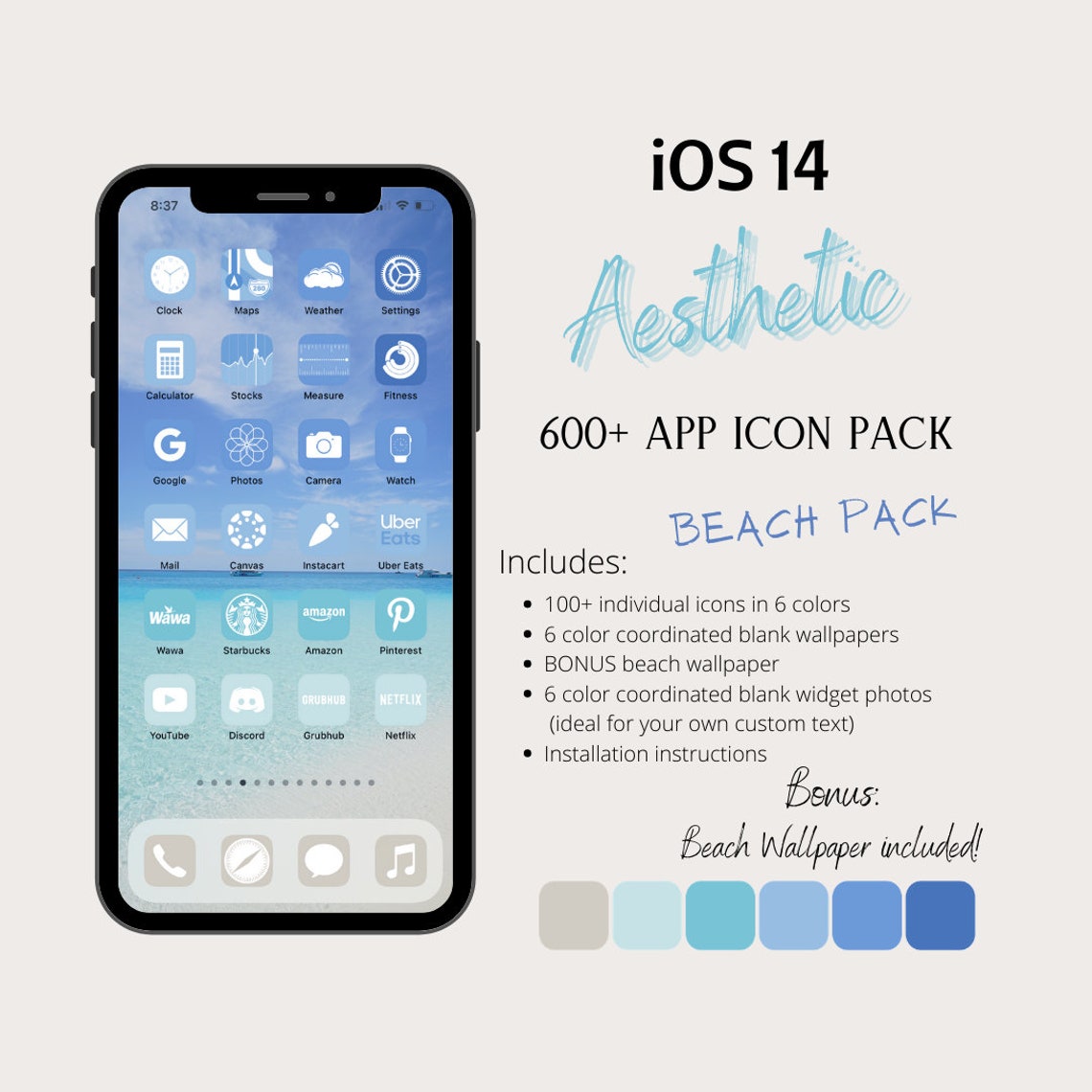 App Icon Covers 600 iOS 14 iPhone App Icon Covers Beach Etsy