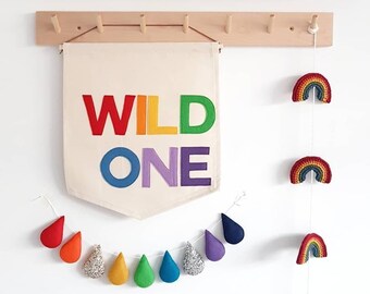 Wild One banner, wall hanging in a chice of 3 standard colourways