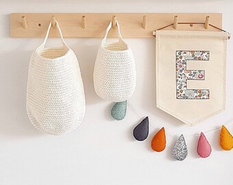 Single letter Mini banner, wall hanging, in your choice of fabric or colour felt.