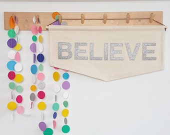 Believe Christmas banner, wall hanging