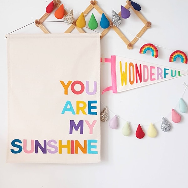 You Are My Sunshine banner, wall hanging in Candy Pop colours