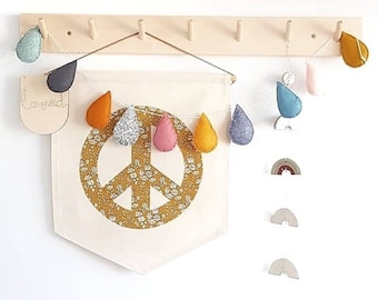 Peace sign banner/wall hanging in  your choice of Liberty and non Liberty fabric