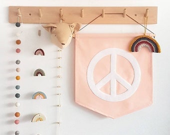 Peace sign banner, wall hanging in your choice of colours