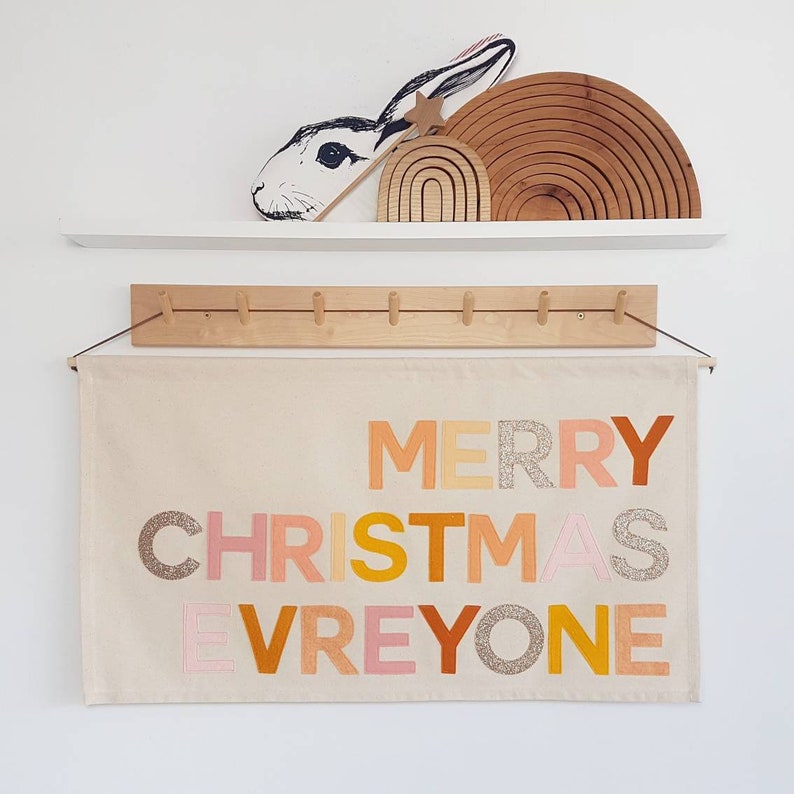 Merry Christmas Everyone banner, wall hanging in Christmas Pop colours image 2