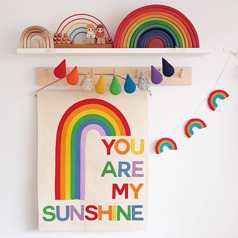 You Are My Sunshine With Rainbow Banner Wall Hanging Etsy