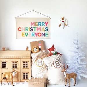 Merry Christmas Everyone banner, wall hanging in Christmas Pop colours image 3