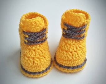 Crochet Yellow Baby Booties, Newborn booties, Unisex Baby Shoes, Baby Shower Gift