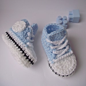 Zapatillas de bebé de crochet azules, zapatillas de bebé hechas a mano para regalo, regalos para baby shower