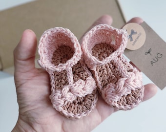 Crochet cotton summer sandals for baby girl, handmade slippers for newborn, infant shoes