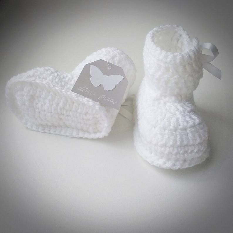 White Baby Booties Crochet Baby Booties Unisex Baby Booties Etsy UK